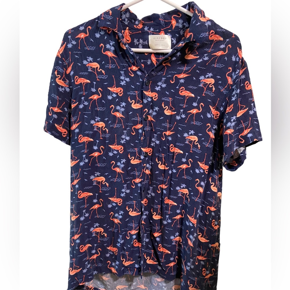 Zipcode Ricky Singh High End Soft Pink Flamingos Button Down Men’s S Shirt